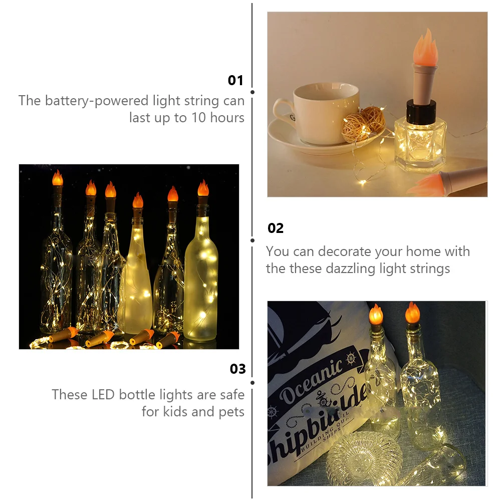 

5pcs Cork String Lights Lamp Strings Creative LED Decor Safe Kids Pets Indoor Outdoor Party DIY Christmas