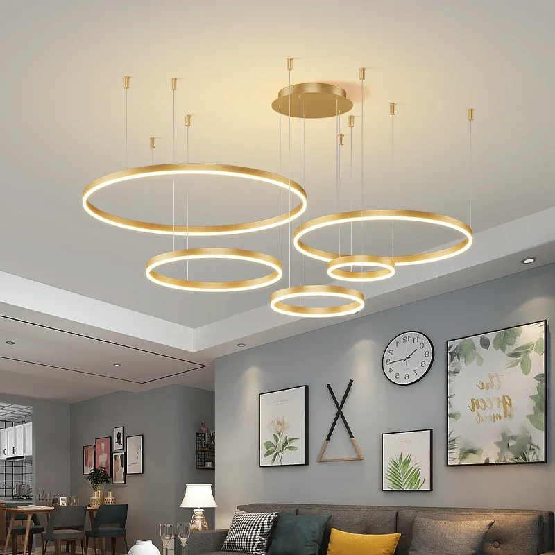 Imagem -04 - Moderno Led Circular Anel Teto Lustre Sala Quarto Jantar Casa Iluminação Interior Decoração