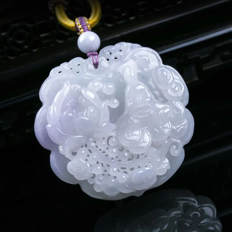 Natural A-grade jade enlightenment life three-dimensional thickening exquisite jade high ice pendant Light luxury temperament