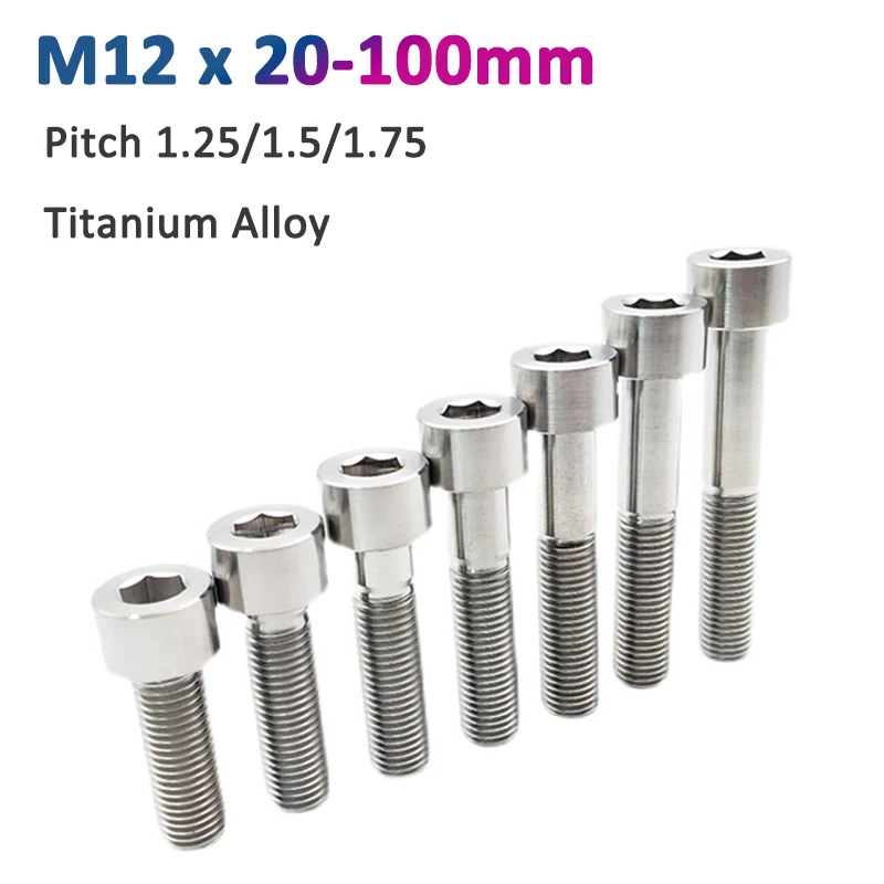 

1pc M12 Allen Titanium Bolt Hexagon Hex Socket Cap Screw Pitch 1.25/1.5/1.75mm Length 20-100mm for Auto Motorcycle Modifying