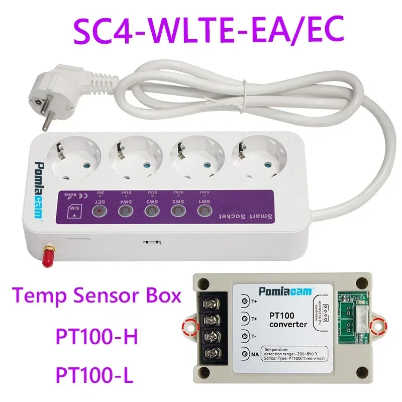 Smart Socket SC4-GSM 4G Smart Remote Control OFF/ON Power Switch Plug Socket 4CH Smart Socket 16A SMS Optional Temp Converter