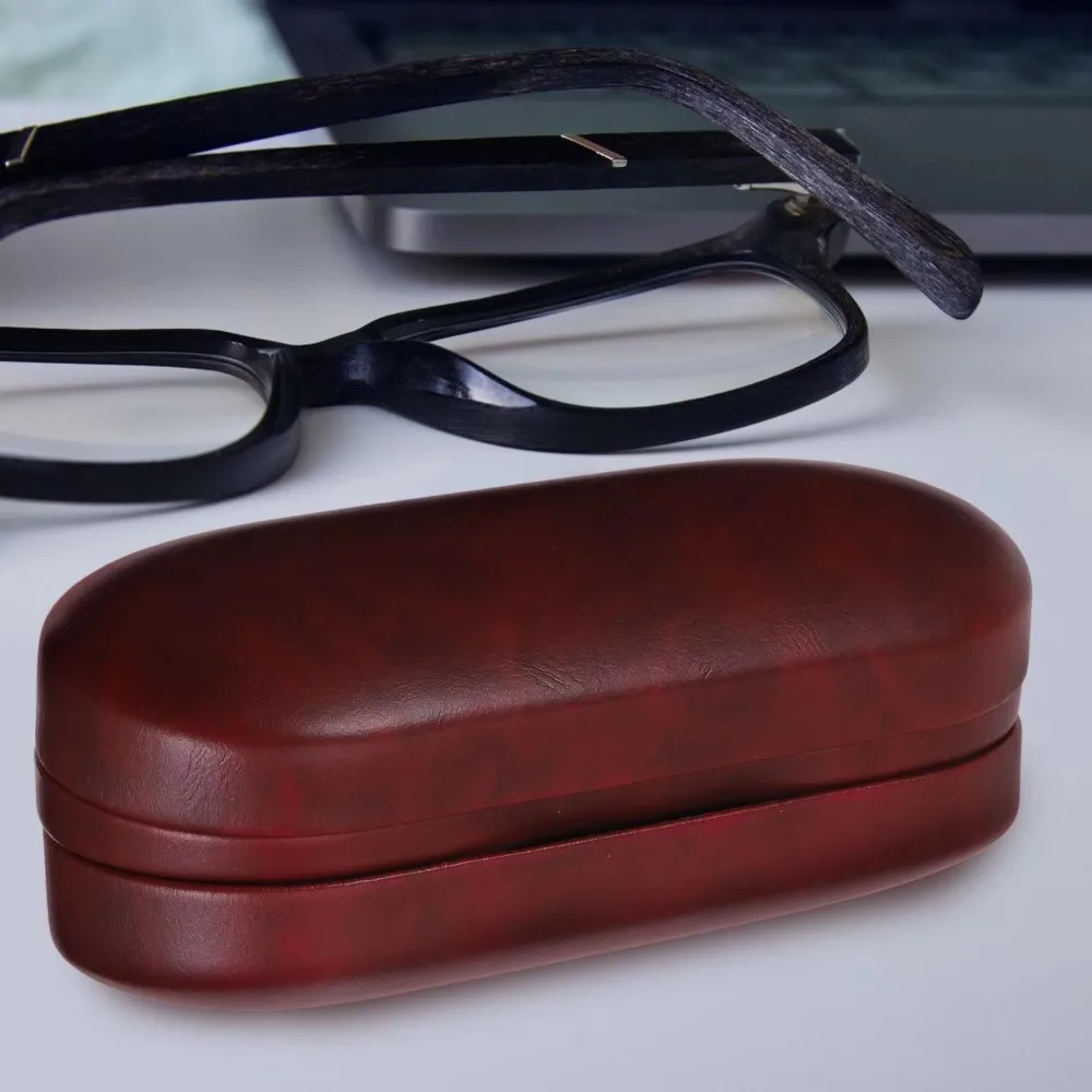 

Portable Shockproof Dual Layered Eyewear Box Built-in Mirror PU Leather Eyewear Case Luxury Hardshell Eyewear Case Daily Storage