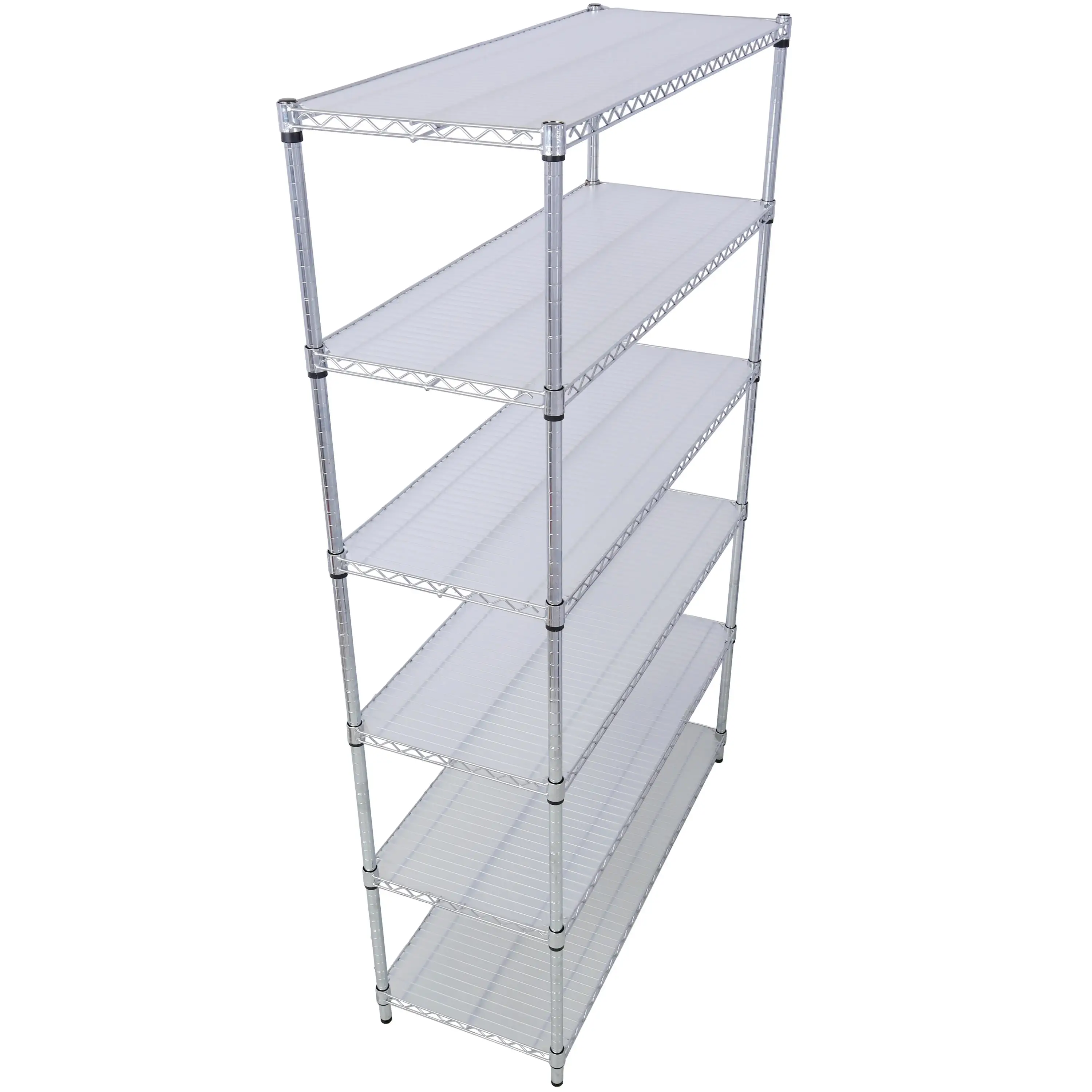 6-Tier NSF Metal Wire Shelving Unit - 6000lbs Heavy Duty Storage Rack with Wheels & Liners, Chrome Finish, 84”H x 48”L x 20”D