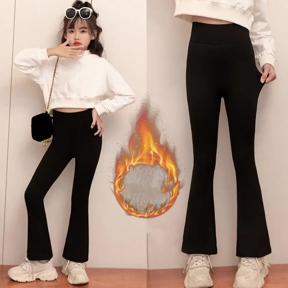 Flare Pants Kids Girls High Waist Leggings Stretch Flared Pants Wide Leg V-Shaped Waist Sports Pants Tight Yoga Leggings Casual