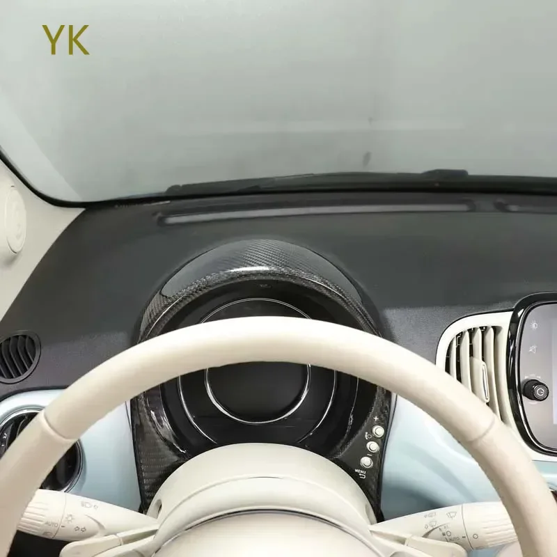 

For Fiat 500 2021-2023 Real Carbon Fiber Car Dashboard Speedometer Decorative Cover Interior Car Accessories(LHD)