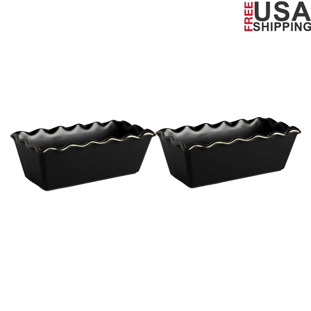 

Керамический набор посуды для хлеба, состоящий из 2 предметов, антипригарная посуда для выпечки, оникс, черный, прочная духовка, микроволновая печь, можно мыть в посудомоечной машине, идеальные хлебы, торты, мясной рулет