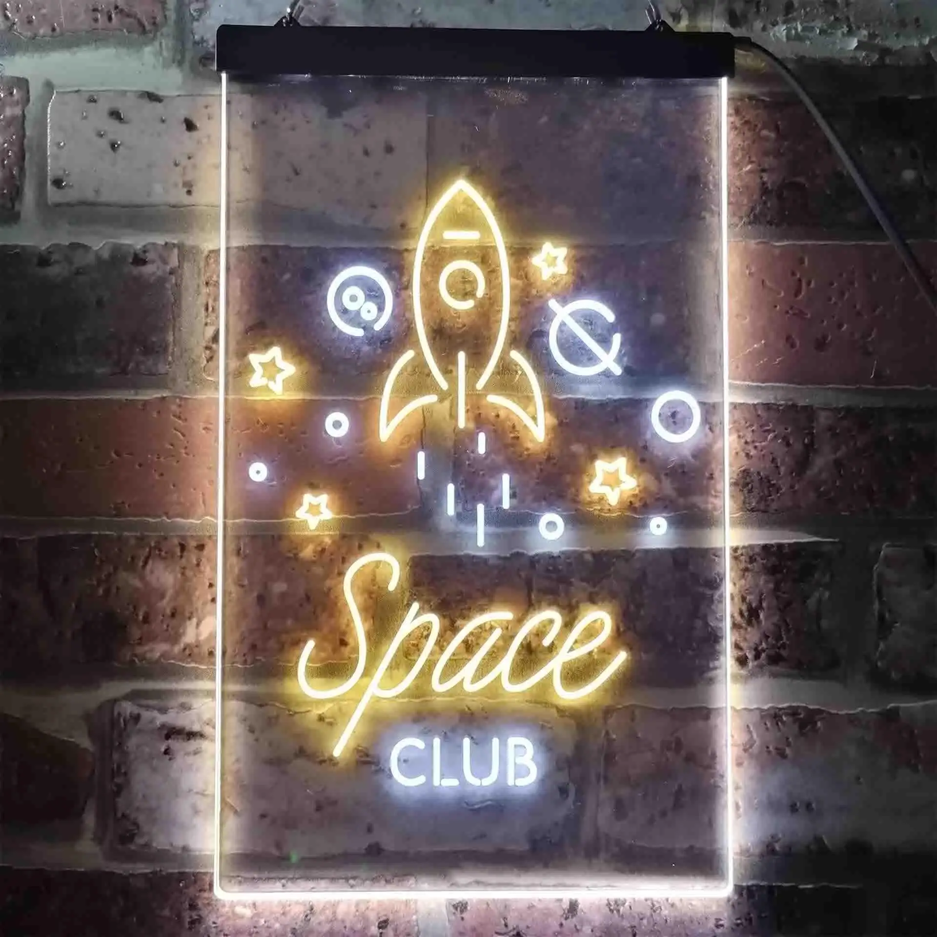 Space Club. with Rocket Dual Color Led Neon Sign st6-i3435