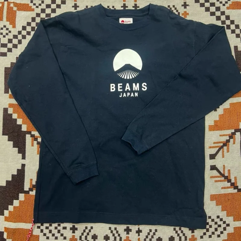 

Топы унисекс Cleanfit Beams с длинными рукавами, хлопковые силуэты, Токио, снежная гора, плетение с принтом, футболки с красной веревкой, мужские и женские толстовки