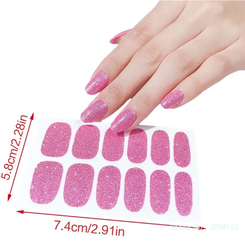 Einfarbige Glitter Full Wraps Nagel aufkleber Nagellack aufkleber selbst klebende wasserdichte Nail Art Aufkleber Maniküre Nagels pitzen