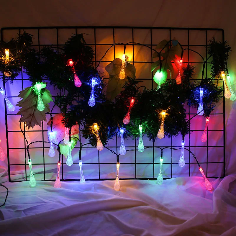 Solar String Lights Outdoor 20/30 LED Solar Water Drop Fairy Lights Waterproof  Patio Beads Light for Garden Wedding Party Lamp