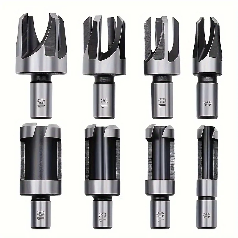 

8pcs Wood Hole Plug Cutter Set - High Carbon Steel Cutting Tools for Woodworking Hole Saw Cutting