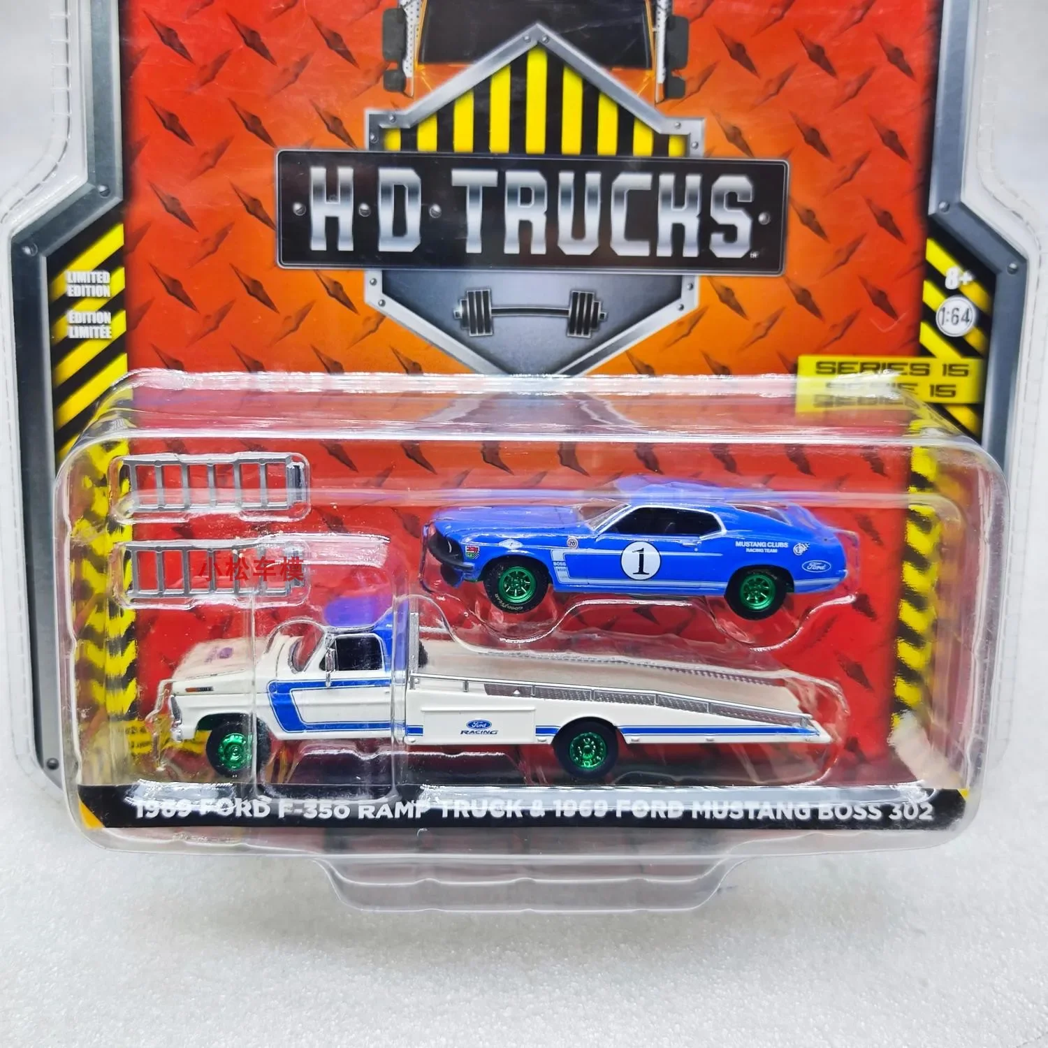 الضوء الأخضر 1:64 1969 فورد F-350 بطاقة المنحدر و1969 فورد موستانج بوس 302 #   1 طائرة خضراء سبيكة سيارة لعبة مجسمة سبيكة سيارة نموذج العقيد