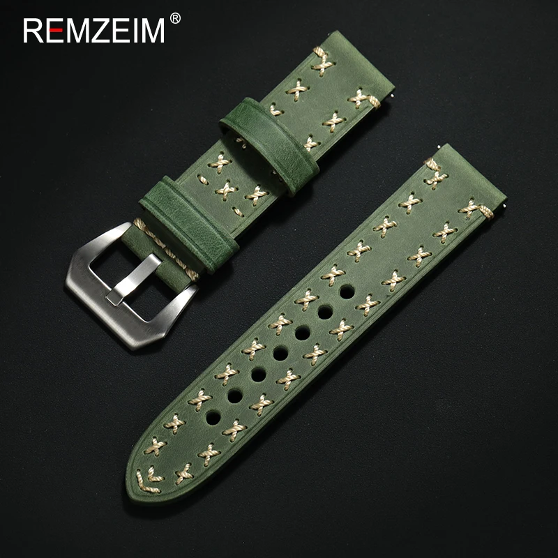 Ultradicke Crazy-Horse-Leder-Uhrenarmbänder 20 22 24mm für Herren, handgefertigt mit Schnellverschluss, langlebiges Vintage-Armband