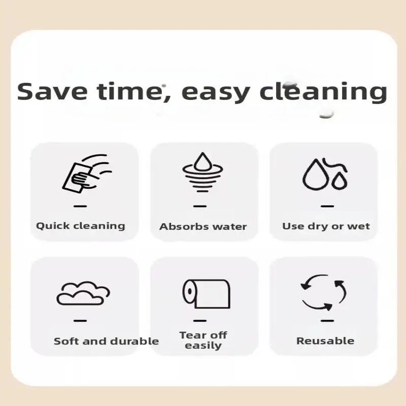 Tearable Microfiber Cleaning Cloth Roll Reusable With Cute Prints For Kitchen Wiping Home Use