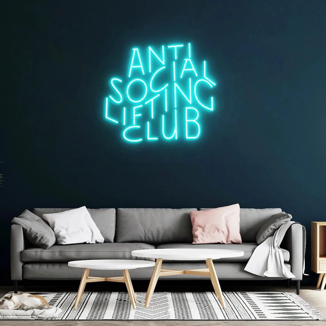 

Anti Social Lifting Club Neon Light Sign Weightlifting Sign Workout Gym Wall Decor Home Gym Sign