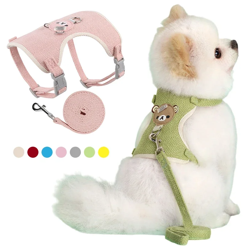 

Cute Pet Harness Leash Set for Small Mid Dogs Cat Walking Lead Chihuahua Bunny Vest Harness Poodle Collar Leash Dog Accessories