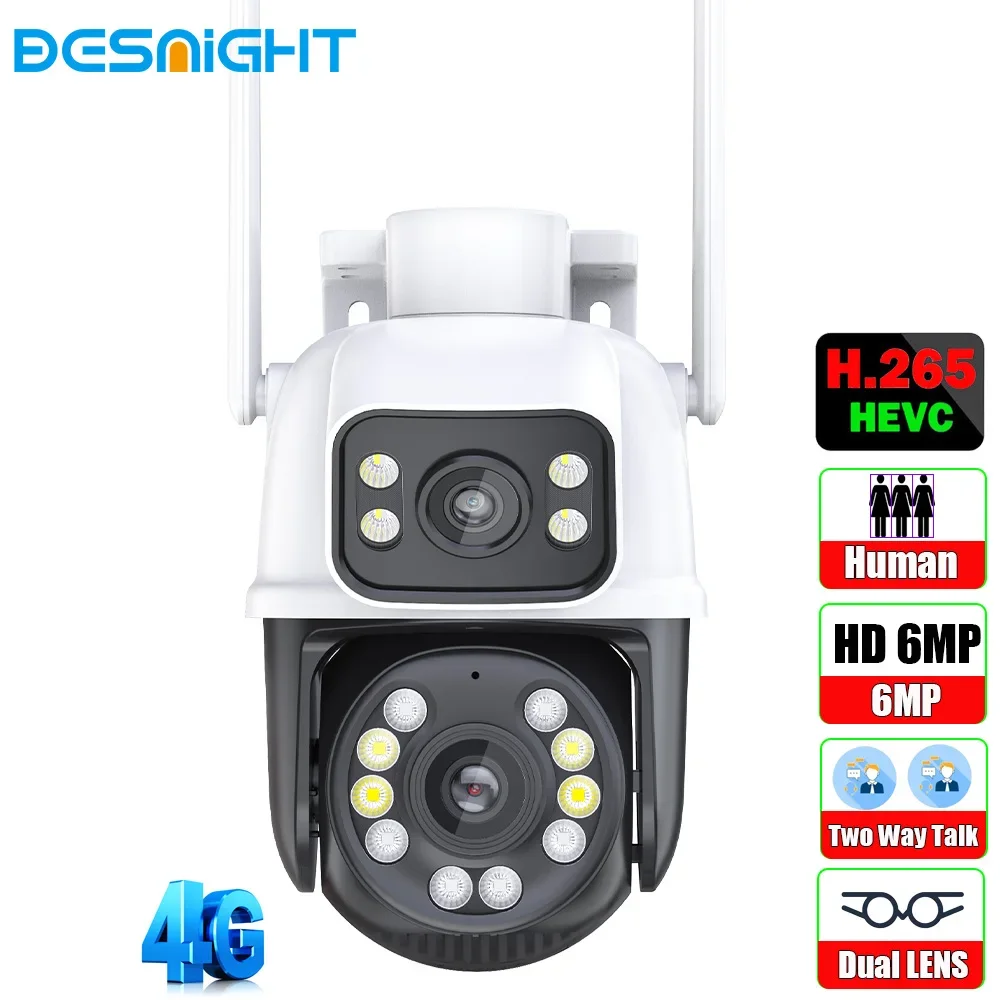 

6MP 3MP+3MP PTZ Wifi Camera Dual Lens with Dual Screen Ai Human Detect Auto Tracking Wireless Outdoor Surveillance Camera iCSee