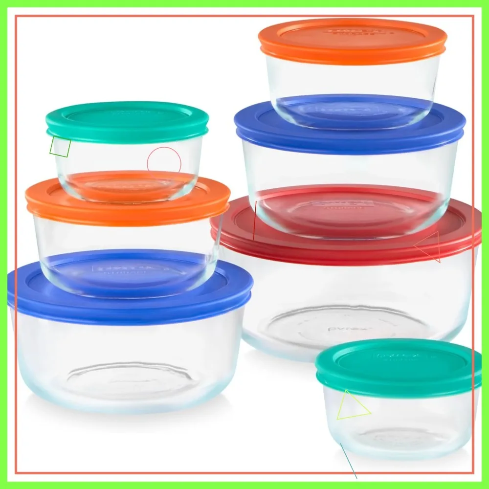 

Набор из 7 стеклянных контейнеров для хранения продуктов (на 1, 2, 4 и 7 стаканов) с крышками без BPA, пригодными для мытья в посудомоечной машине и использования в микроволновой печи, для подготовки еды