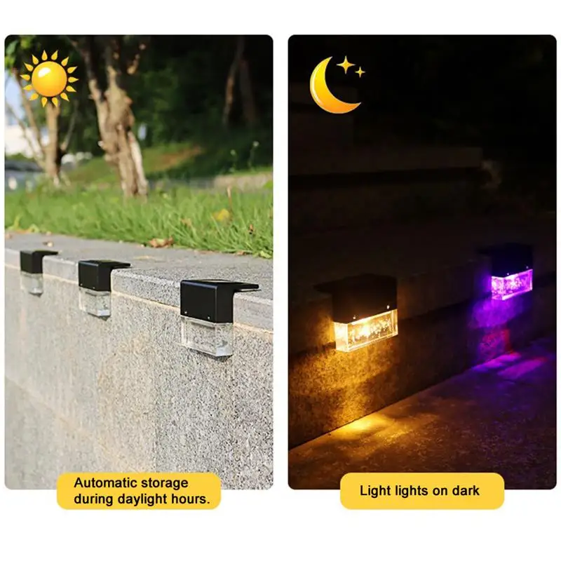 4PCS LED Solar Lamps Deck Light Fence Light Solar LED Light Outdoor Garden Lights Outdoor Street Lamp Stair Lights Step Lights