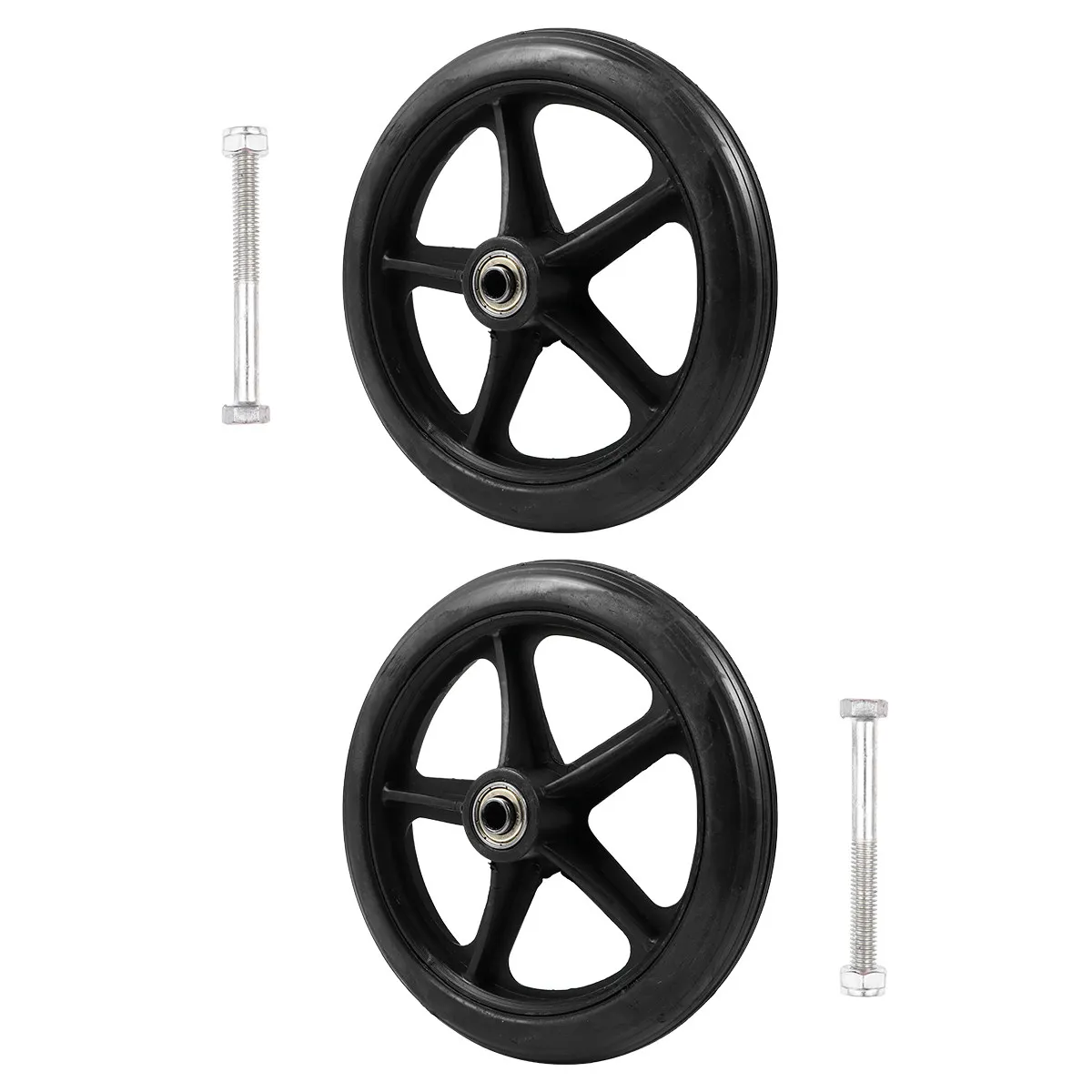 2Pcs Wheelchair Front Wheel 7 Install Solid Tire Wheel with Ball Bearings Replacement for Wheelchair Accessories