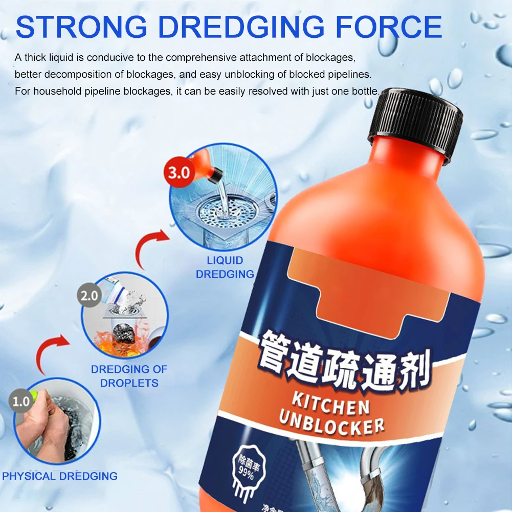 100ml Soluble Pipeline Dredging Agents Liquid Kitchen Sink Drain Cleaners Clogging Quick Cleaning Tool For Bathroom Toilet Sink