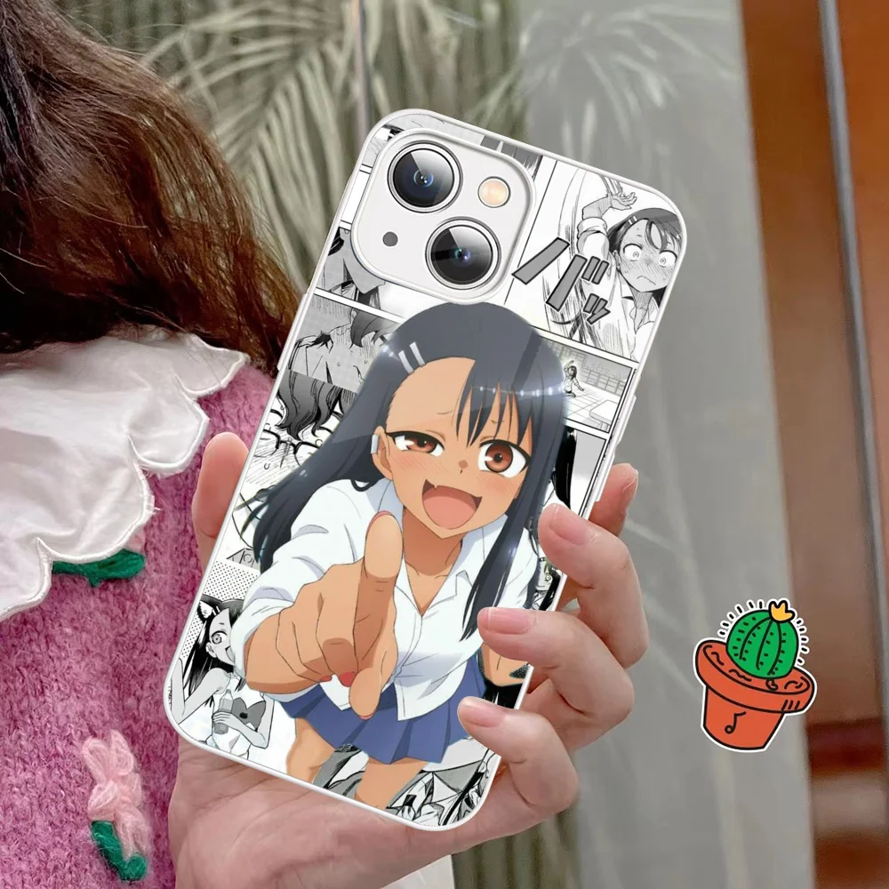 Anime Nagatoro San Phone Case Tempered Glass For Iphone 14 13 12 11 Pro Mini XS MAX 14Plus X XS XR Fundas