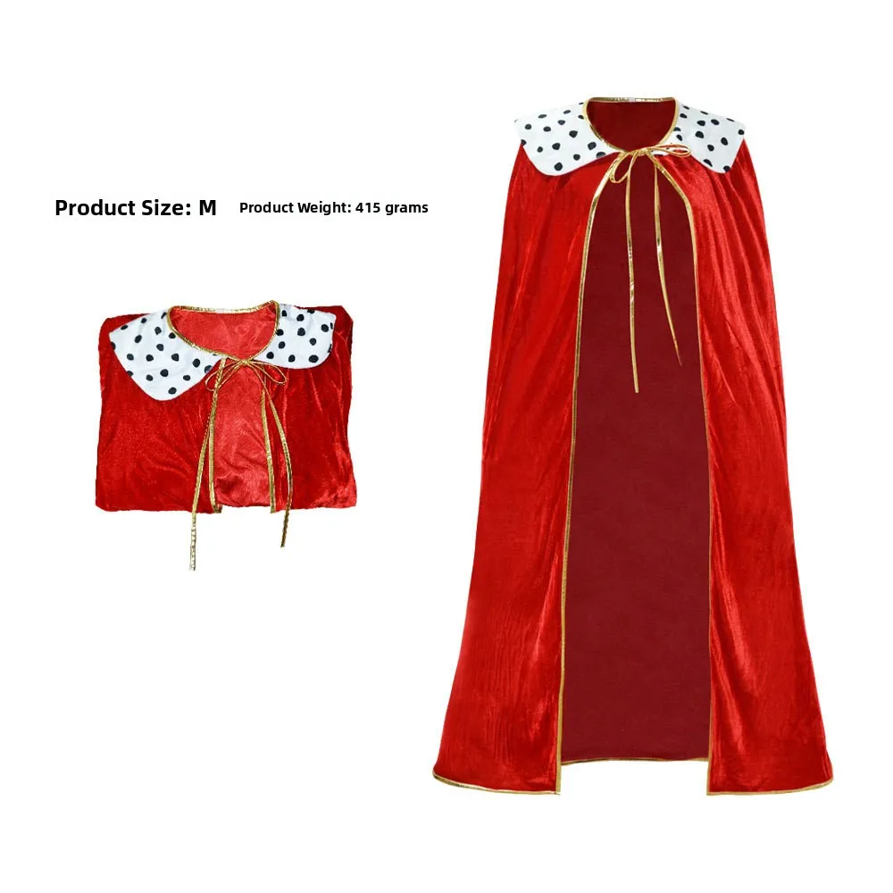 Nuevo Disfraz de Rey y Reina para Baile de loween, Capa con Cuello de Flores, Túnica Cruzada de Príncipe y Princesa