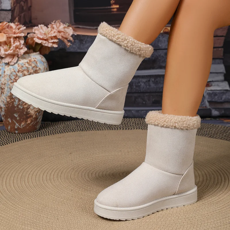 

Plus Size Thick-Soled Snow Boots for Women Trendy Versatile Fuzzy Warm Shoes 2025 Autumn and winter new fashion cotton shoes