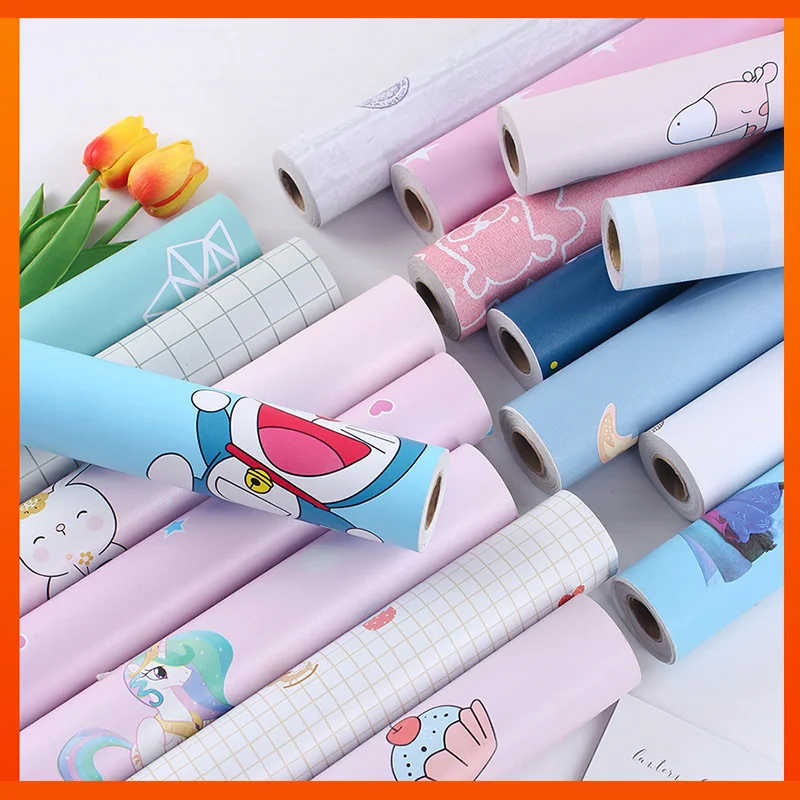 

5M/10M PVC Cartoon Self-Adhesive Wallpaper Bedroom Children's Room Wall Decoration Stickers Dormitory Renovation