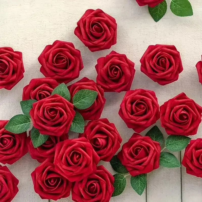 Künstliche Blumen, künstliche Rosen mit Stielen, Hochzeitssträuße, Mittelstücke, Party, Heimdekoration, realistische künstliche Blumen für Arrangements