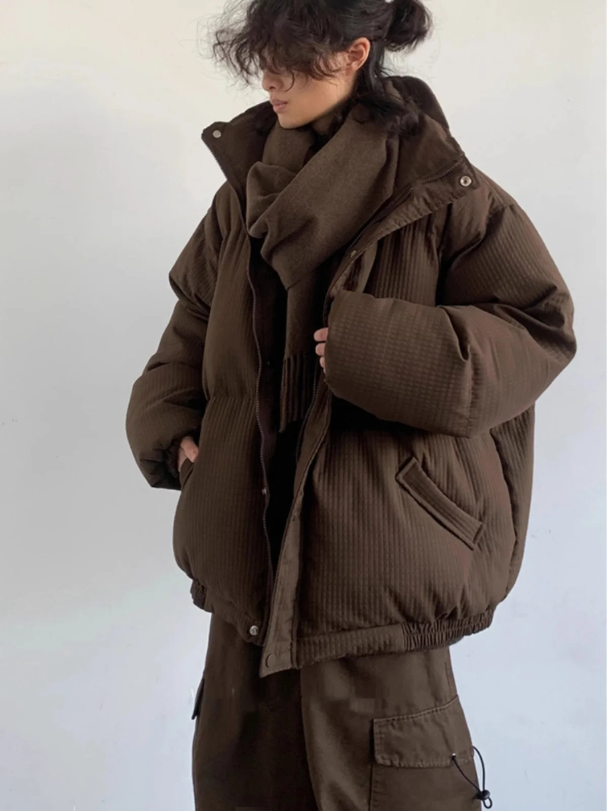 

Japanese Sle Retro ex Thiened Cotton Jaet Stand Collar Bread Sle Warmth Outerwear for Men And Women in Winter