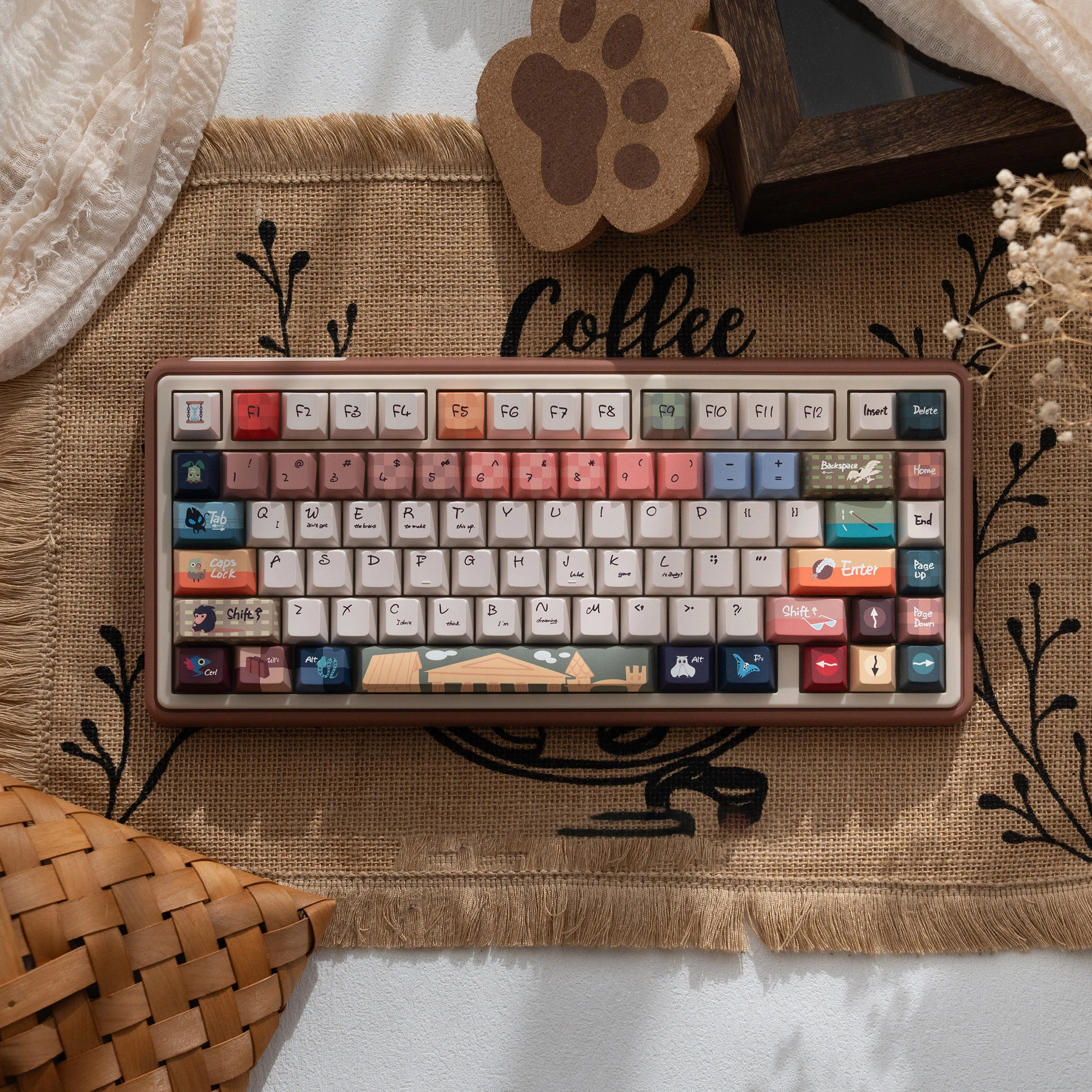 URE Magical Animal Theme Keycaps Cherry Profile Dye-Sublimation PBT Key Caps MOA Round Ball For MX Mechanical Keyboard