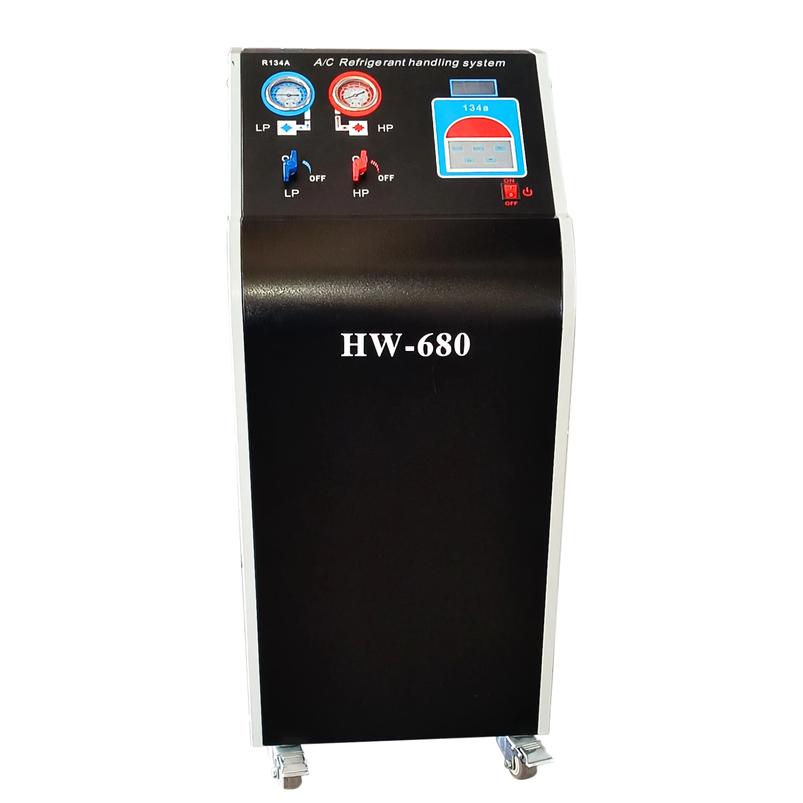 HW-680B Automatic AC Refrigerant Recovery Machine R134a/R1234YF 650g/min 5.4m/h AC 220-240V 12L Tank Car Care