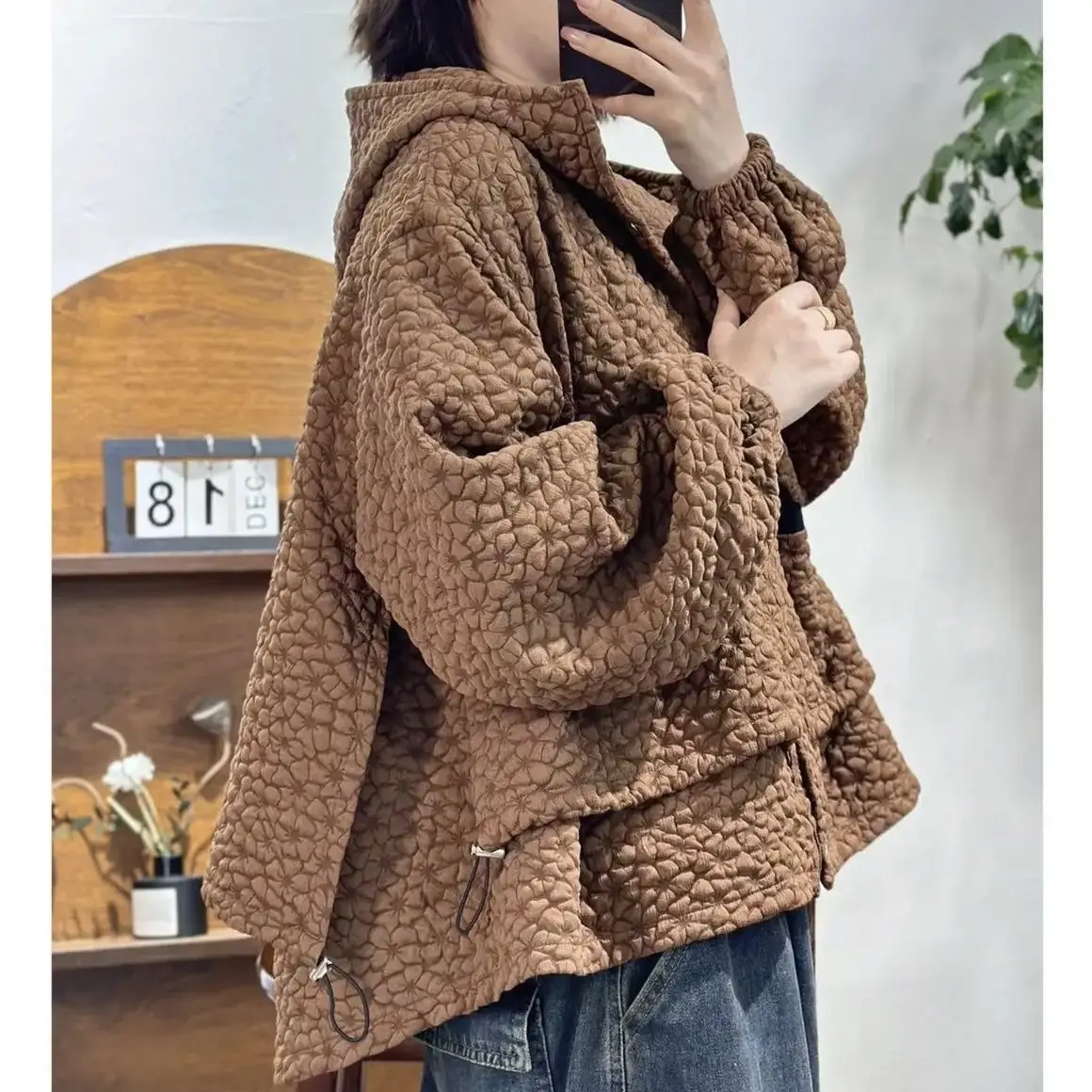 Women Short Coat Jacket Casual Hooded Biker Style Spring Autumn Outerwear Thickened Warm Pure Color Jacket Top