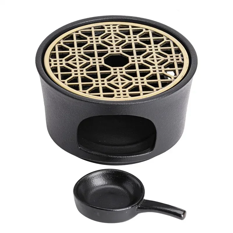 Japanese Style Ceramic Tea Warmer Candle Base Teapot Warmer Tealight Furnace with Candle Tray Coffee Heater Trivet Dish Heat Pot