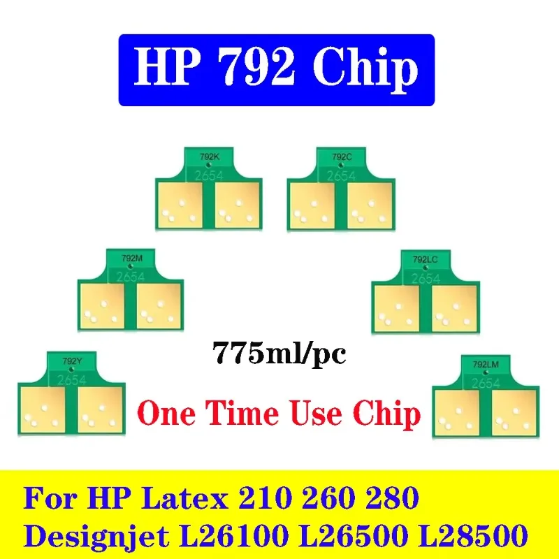 6 Colors 775ml For 792 792 Ink Cartridge Disposable Chip For  Latex 210 260 280 Designjet L26100 L26500 L28500 Printer