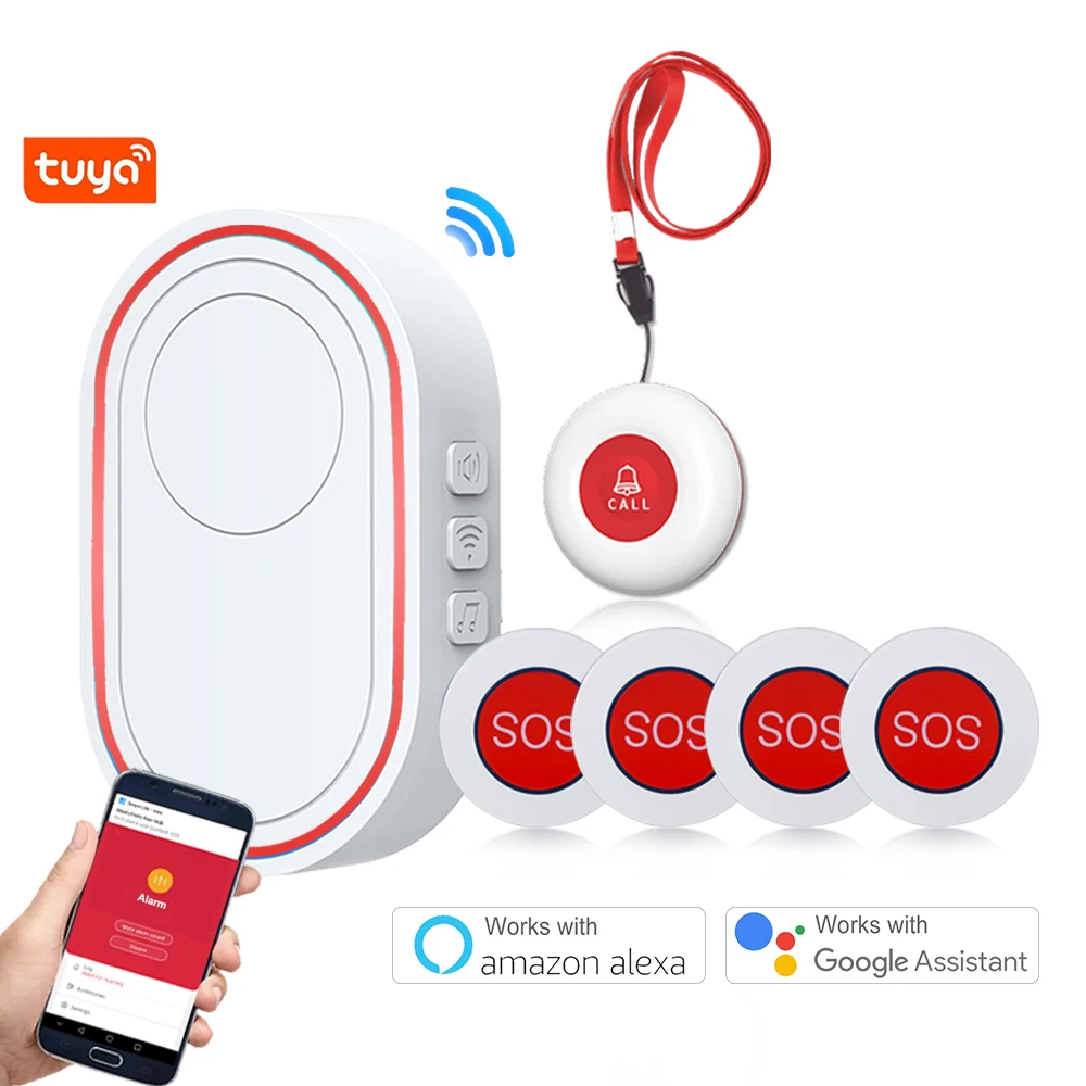 Topvico Caregiver Pager Call Button  For Elderly Wireless SOS Alert System For Home Elderly Disabled Patient 5+1 SOS Alarms