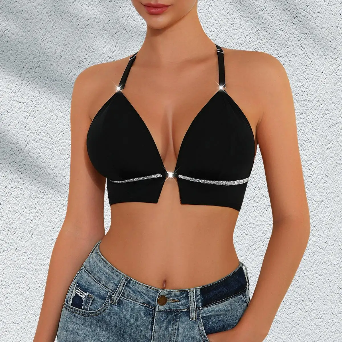 

New Sexy Wire-Free Bra Comfortable Women's Silver Ribbon Gathered Underwear Autumn Season Chinese Origin Seven-Quarter Sleeve