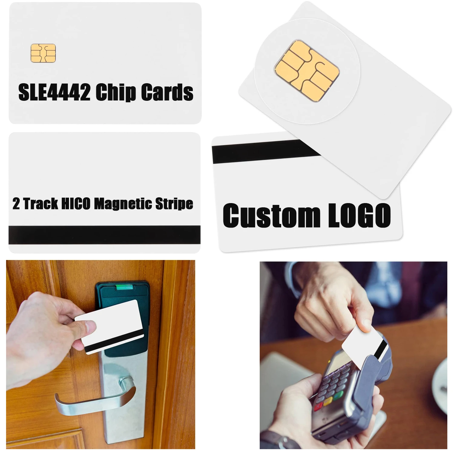 

SLE4442 Chip White Card Contact IC Card with 2 Tracks Hico Magnetic Stripe 2 in 1 Blank PVC IC Smart Intelligent Card Custom