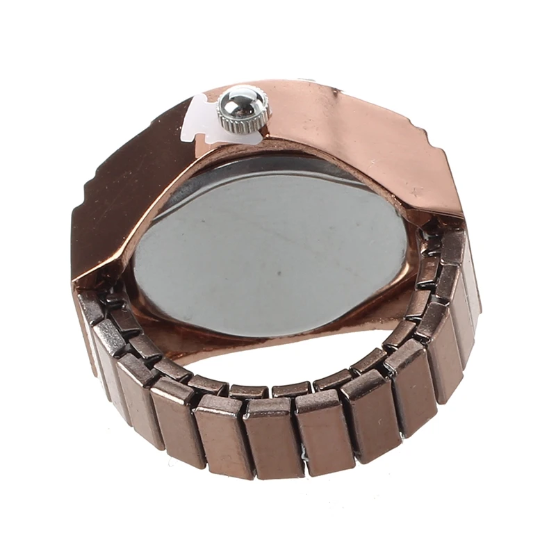 YCYS-Rose Gold Runde Metall Tasche Finger Ring Uhr