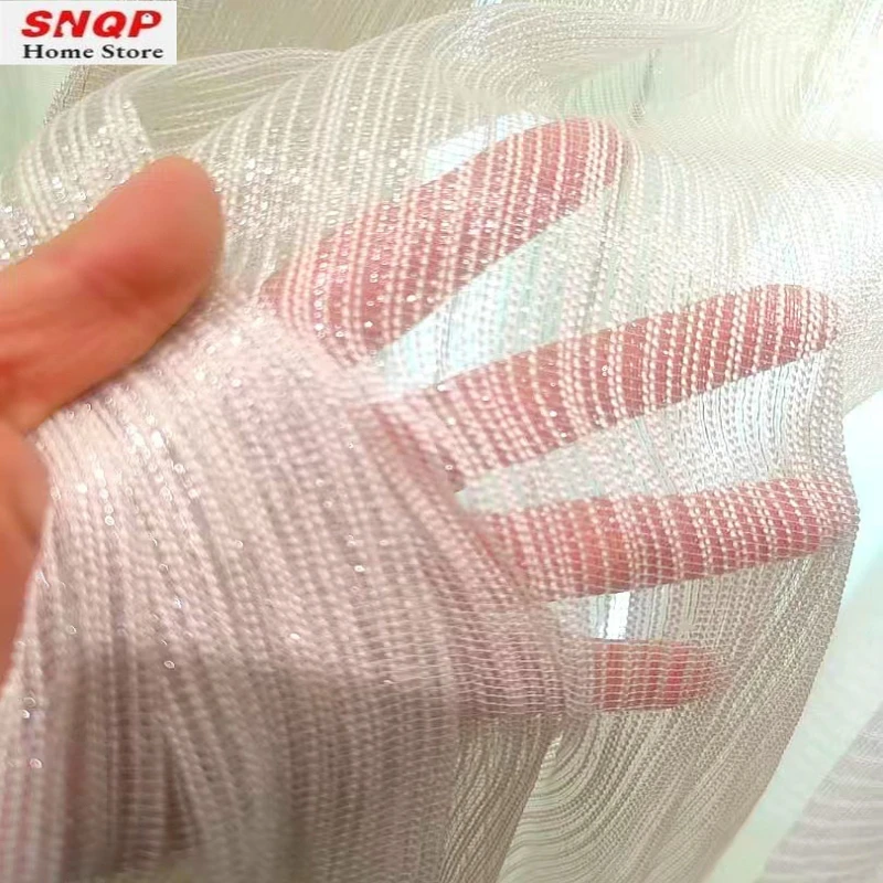 Light Luxury Woven Line Texture Cotton and Linen Gauze Curtains for Living Dining Room Bedroom Luxury Custom Size Sheer Fashion