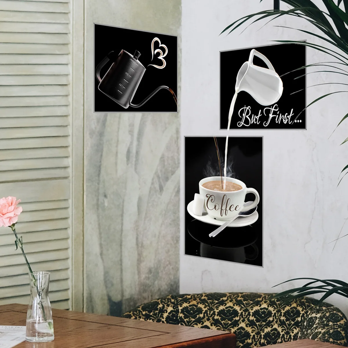 Nordic Style Coffee Cups Wall Stickers for Living Room Office Pantry Kitchens Home Decoration Self-adhesive Wall Decals Bedroom