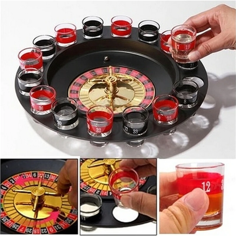 1Pcs Brand New And High Quality Roulette Wheel 16 Shot Adult Party Drinking Game Set Glass Casino Spin Hen Stag