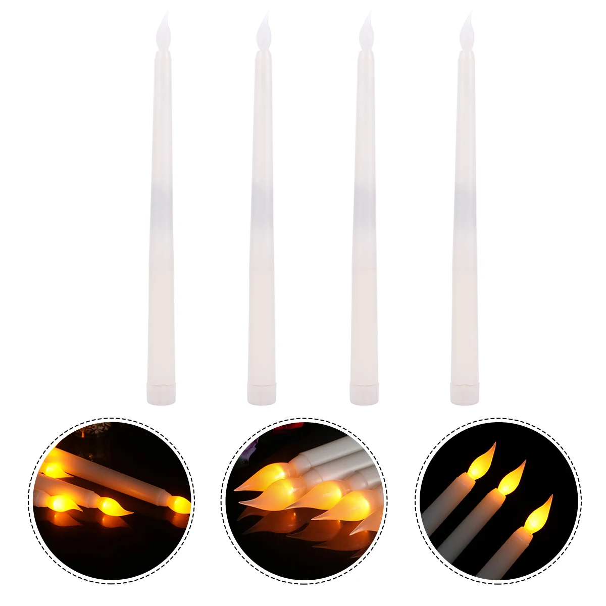 4pcs Electronic C les Flameless Operated White Wax Free Dripless C Lamp Scentless Indoor Outdoor Decor