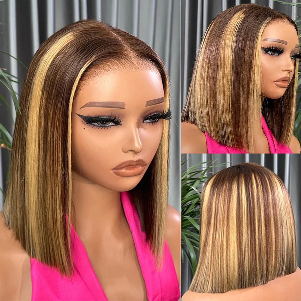 Pre Parted 13X4 Lace Front Bob Wig - Ombre Honigblonde Bob-Perücke aus 100 %