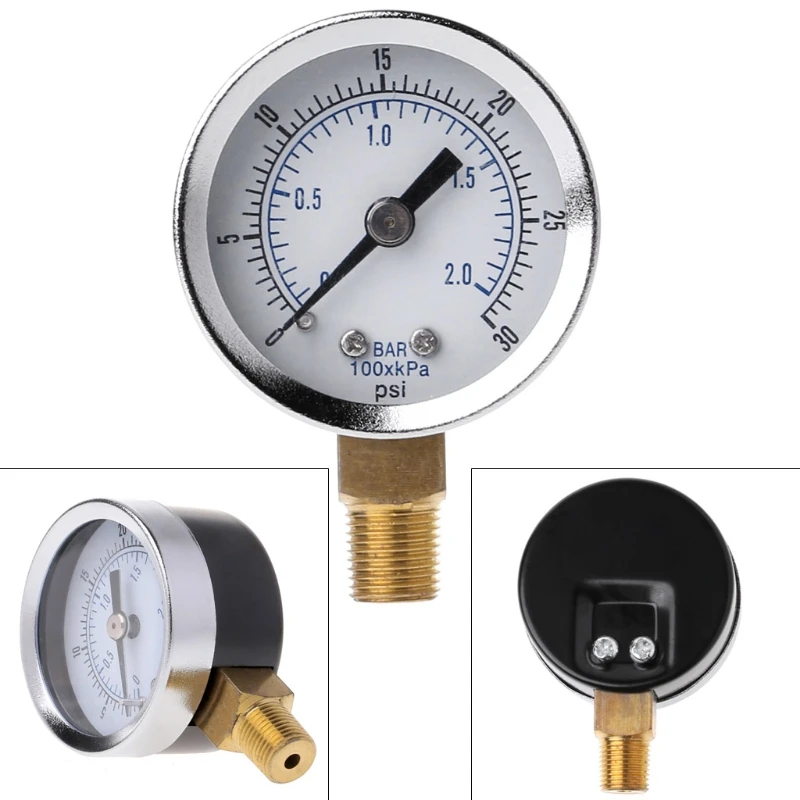 Utility Pressure Gauge 0-30psi 0-2bar Low Pressure Hydraulic Gauge Dual Scale Pressure Gauge 1/8\