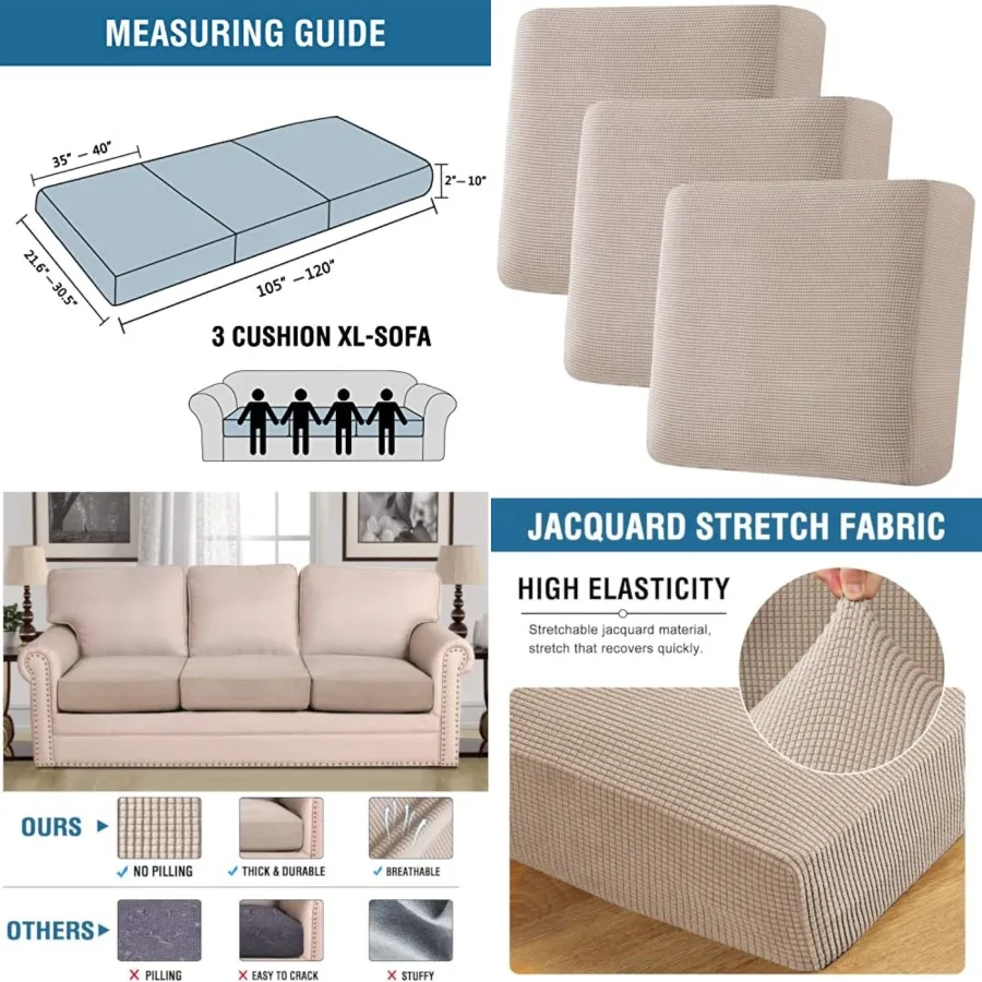 

Super Stretch Individual Seat Covers Covers Couch Cover Slipcover Sets Thick Jacquard Textured Twill Fabric Pcs Covers