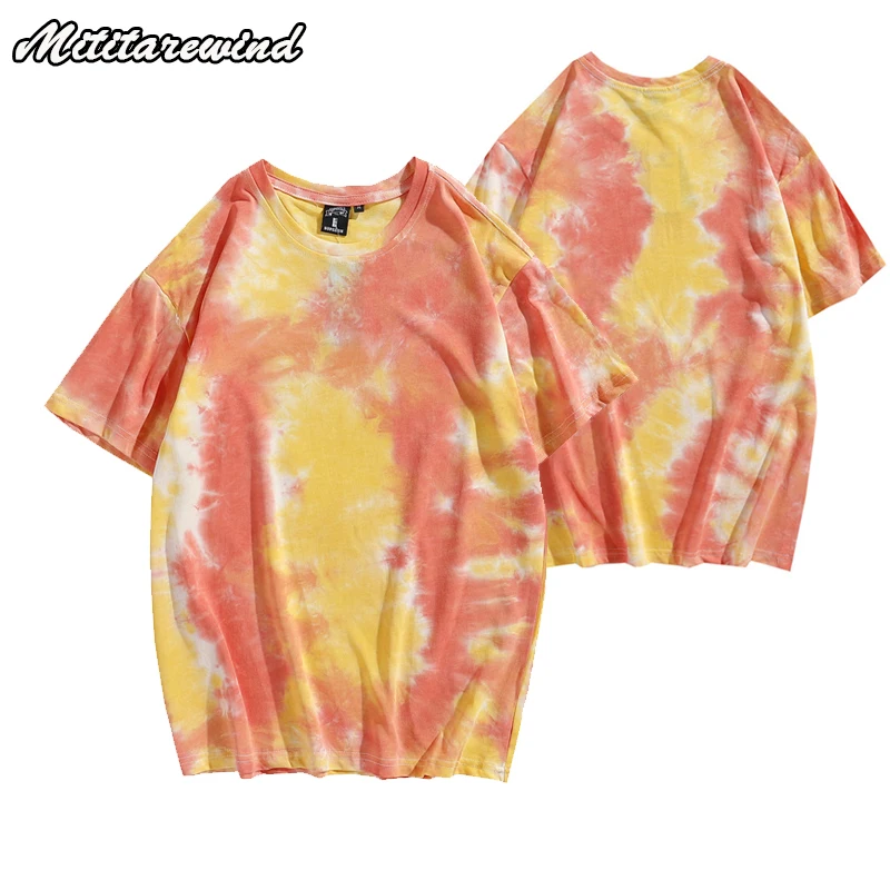 

Summer T Shirts Men Gradient Color Tie-dye Casual Loose Round Neck Short Sleevet Shirts For Men and Women Cotton Tops Tees Shirt