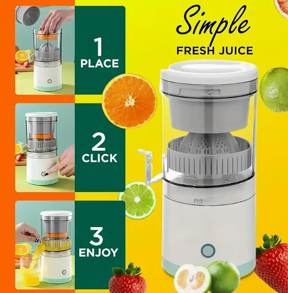 New Portable USB Rechargeable Juicer, Efficiently Separates Pulp for Orange, Lemon, Watermelon, A Must-Have Fresh Juice Tool