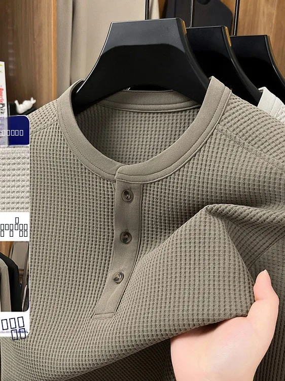 

Мужской свитшот с воротником хенли, повседневный, из полиэстера, с длинным рукавом, круглым вырезом, пуловер, осенняя новинка, модный.